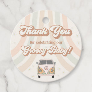 Étiquettes Cadeau baby shower super rétro les années 70 thème préfér