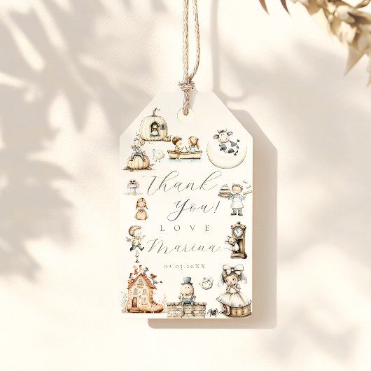 Étiquettes-cadeau Baby Shower sur le thème des comptines