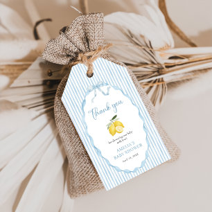 Étiquettes-cadeau Baby-Shower sur le thème du citron bleu