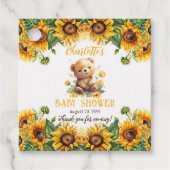 Étiquettes Cadeau Baby shower Teddy Bear et Sunflower (Devant)