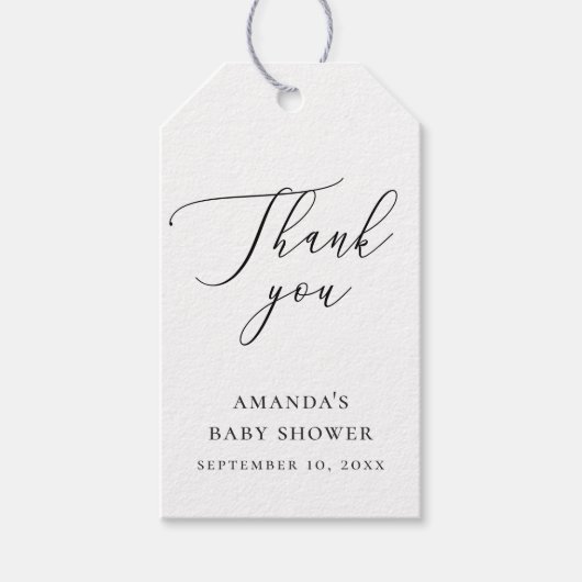 Étiquettes-cadeau Baby Shower Thank You | Elegant Minimalist Script (Devant)