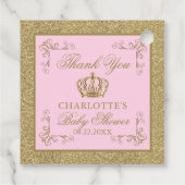 Étiquettes Cadeau Baby shower Tiara en or rose (Dos)