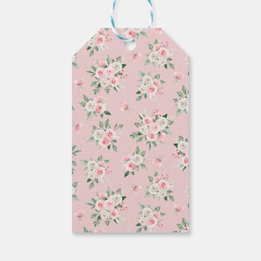 Étiquettes-cadeau Baby shower tour Eiffel rose Merci (Dos)