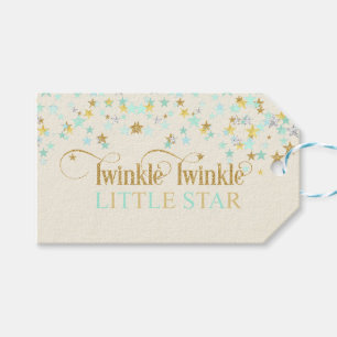 Étiquettes-cadeau Baby Shower Twinkle Little Star Vert Menthe