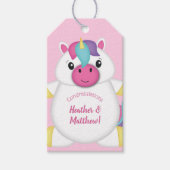 Étiquettes-cadeau Baby shower Unicorne rose (Devant)