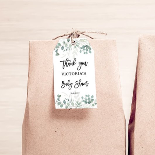 Étiquettes-cadeau Baby shower verdoyant