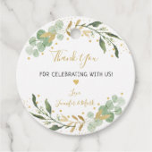 Étiquettes Cadeau Baby Shower Verdure Or Eucalyptus (Devant)