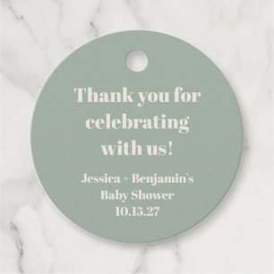 Étiquettes Cadeau Baby shower vert mignon  personnalisé Merci