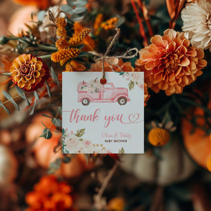 Étiquettes Cadeau Baby shower vintage de camion Citrouille Floral