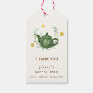Étiquettes-cadeau Baby shower vintage de verdure Orange Park-Tea