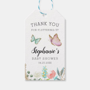 Étiquettes-cadeau Baby shower Whimsical rose papillon Favoriser