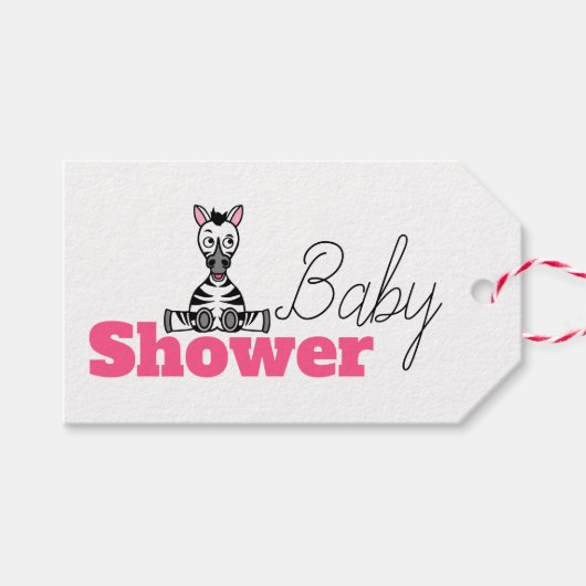 Étiquettes-cadeau Baby Zebra, Baby shower (Devant (Horizontal))