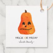 Étiquettes Cadeau Bac d'Halloween ou traiter l'aquarelle Citrouille  (Dos)