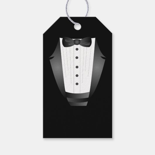 Étiquettes-cadeau Bachelor Party Groomsman Team Groom black tuxedo (Devant)