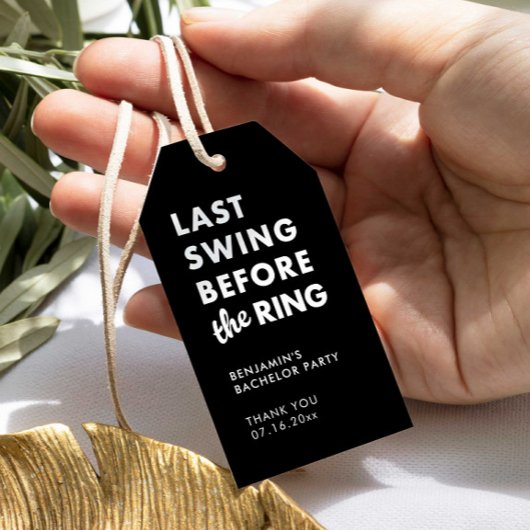 Étiquettes-cadeau Bachelor Party Last Swing Before the Ring Minimal