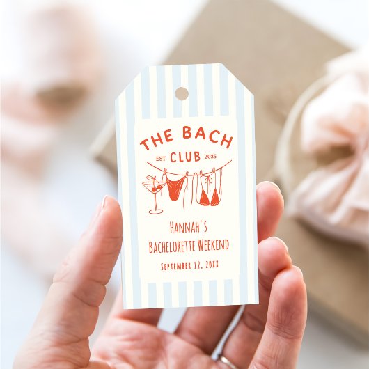 Étiquettes-cadeau Bachelorette à cocktail orange tiré à la main