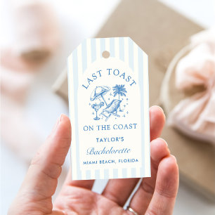 Étiquettes-cadeau Bachelorette Côtière Moderne Cocktail Party Blue