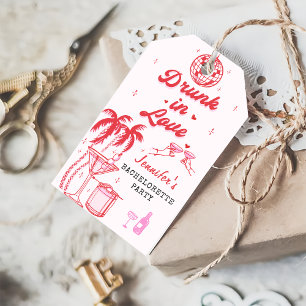 Étiquettes-cadeau Bachelorette de cocktail à la main rose Whimsical