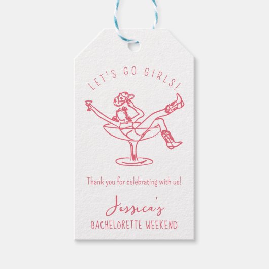 Étiquettes-cadeau Bachelorette dernier rodéo gribouillage main dessi (Devant)