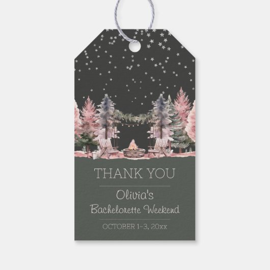 Étiquettes-cadeau Bachelorette Party Camping Week-end (Dos)