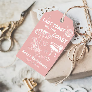 Étiquettes-cadeau Bachelorette rose Dernier Toast Coast Whimsical