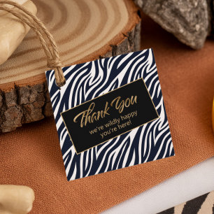 Étiquettes Cadeau Bachelorette très heureuse Merci Zebra BW ID1151