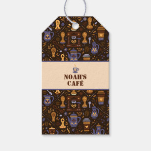 Étiquettes-cadeau Badge de café folklorique — cacao, caramel et ardo