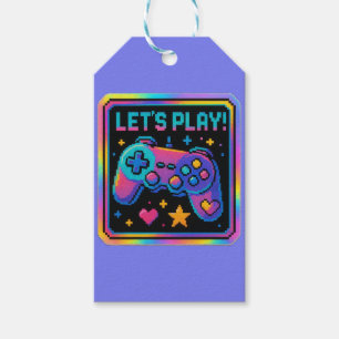 Étiquettes-cadeau Badge de joueur d'art pixel LEVEL UP