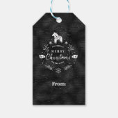 Étiquettes-cadeau Badge de Noël Noir & parties scintillant rayures m (Devant)