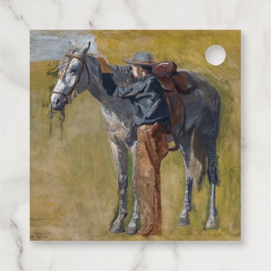 Étiquettes Cadeau Badlands américains : Vieux West Cowboy avec cheva (Dos)