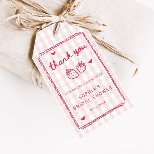 Étiquettes-cadeau Baie en amour douche de mariée fraise