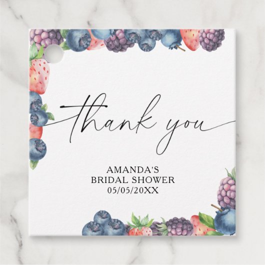 Étiquettes Cadeau Baies à l'aquarelle - texte de baie sucrée (Devant)