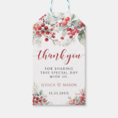 Étiquettes-cadeau Baies d'hiver rouges Noël merci mariage (Devant)