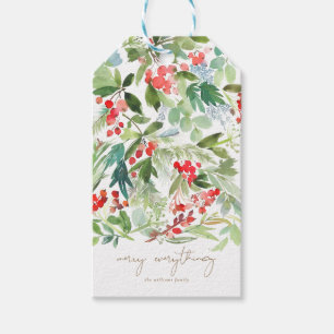 Étiquettes-cadeau Baies et verdure d'hiver d'aquarelle