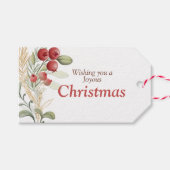 Étiquettes-cadeau Baies rouges et verdure Noël élégant (Devant (Horizontal))