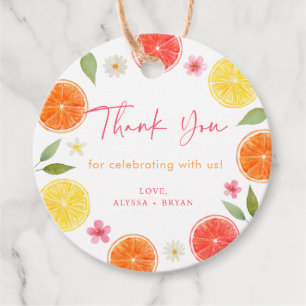Étiquettes Cadeau Baigne de mariage Floral Citron Orange