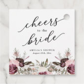 Étiquettes Cadeau Baigneuse de mariage floral bohème Bourgogne (Dos)