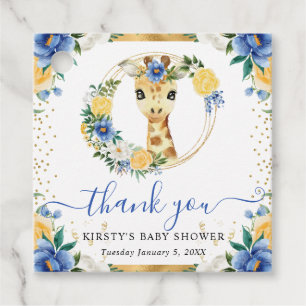 Étiquettes Cadeau Bain de bébé Fleurs de Jungle Mignon Girafe Aquare