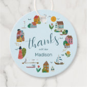 Étiquettes Cadeau Bain de bébé marin garçon bleu côtier (Devant)