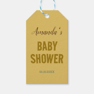 Étiquettes-cadeau Bain de bébé minimaliste moderne de couleur or