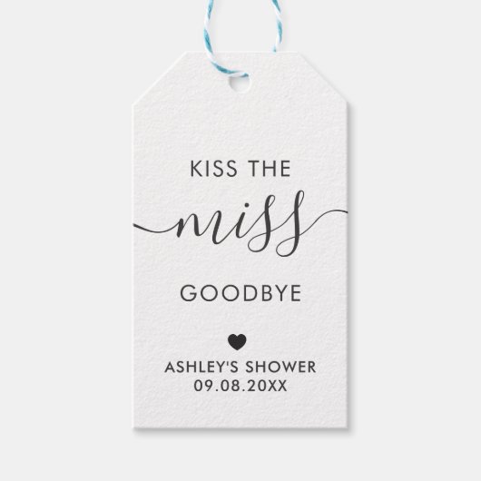 Étiquettes-cadeau Baiser la Fête des mariées Miss Adieu, Kraft (Devant)