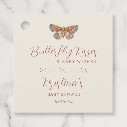 Étiquettes Cadeau Baisers papillon Bébé Fille Douche (Devant)