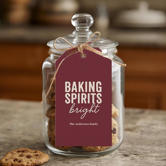 Étiquettes-cadeau Baking Spirits Bright Burgundy Christmas