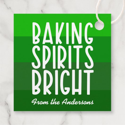 Étiquettes Cadeau Baking Spirits Bright Green Striped Christmas  (Dos)