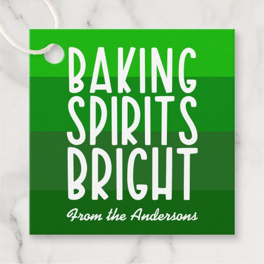 Étiquettes Cadeau Baking Spirits Bright Green Striped Christmas  (Devant)