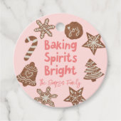 Étiquettes Cadeau Baking Spirits Bright Holiday Cookies Rose (Devant)