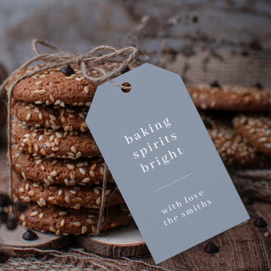 Étiquettes-cadeau Baking Spirits Bright | Minimal Simple Bleu Gris
