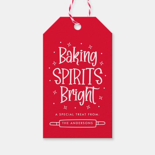 Étiquettes-cadeau Baking Spirits Bright Red Fêtes Personnalisées (Devant)