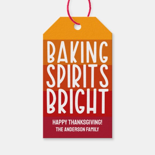 Étiquettes-cadeau Baking Spirits brillant Thanksgiving rayé (Devant)