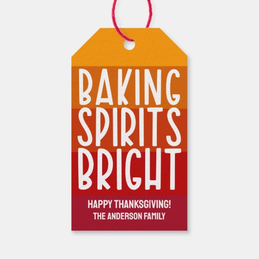 Étiquettes-cadeau Baking Spirits brillant Thanksgiving rayé (Dos)